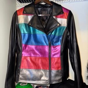 Women’s Rainbow Faux Leather Jacket